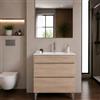 Yellowshop | Mobile Bagno Musa 100 cm - Composizione Completa con Lavabo Ceramica e 2 cassetti con Guida Soft-Close - Finitura Rovere (Mobile con Lavabo)
