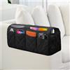 Buwico Organizer per divano, vassoio da divano, bracciolo, supporto per telecomando su divano e bracciolo, borsa per camera da letto, organizer per tazze, telefono, tablet, snack (nero)