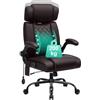 HOFFREE 200kg Sedia Da Ufficio Ergonomica con Supporto Lombare Poltrona Direzionale in Pelle PU con Braccioli Ribaltabili Schienale Alto Sedia Da Computer, Testiera Regolabile, Marrone Scuro