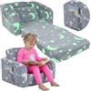 KRUZZEL Poltrona pieghevole per bambini 2 in 1 - Divano pieghevole in peluche con funzione sdraiata e borsa - Leggero, rivestimento rimovibile, fondo antiscivolo - Per ragazze e ragazzi, cameretta dei