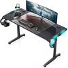 EUREKA ERGONOMIC Scrivania Gaming LED 140x60 cm Scrivania Gamer PC con luci RGB Tavolo Gaming con Tappetino per Mouse, Portabicchieri, Gancio per le cuffie