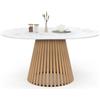 IDMarket - Tavolo da Pranzo Allungabile Rotondo Carmen 4-8 Persone, Piedi in Legno di Larice e Piano in Marmo Bianco Alaska 110-150 cm