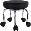 WKWKER Roller Seat PU Leather Low Round Rolling Stool Small Stool con ruote girevoli girevoli universali per Home Office Garage Shop Fitness Sport, H: 21.8cm (bianco)