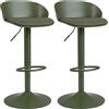 COSTWAY Set di 2 Sgabelli da Bar Girevoli e Regolabili in Altezza (Verde) | Sedia da Cucina Rotonda in Metallo con Sedile Imbottito, Schienale, Poggiapiedi e Seduta 60,5-82cm, Design Moderno, Max 150kg