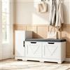 YITAHOME Panca Scarpiera da Ingresso, Scarpiera Ingresso con Sedia Rimborsata e Cuscino, Doppia Porta scarpieras di Stoccaggio con Armadi Laterali, Panca Portascarpe, 105 x 37 x 65,5 cm, Bianco