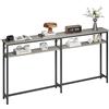 Litake Tavolo consolle sottile, 180 x 23 x 100 cm, 2 ripiani, con vano portaoggetti extra lungo, per ingresso, soggiorno, bianco neve