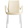 Grandsoleil Upon Boulevard - Poltrona impilabile in polipropilene standard, con gambe in alluminio, 52 x 56 x 85 cm, colore: avorio