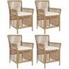 vidaXL Sedia da esterno 4 pz Beige e Crema polyrattan