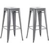 Duhome Sgabello Bar Industriale Esterno, Set di Sgabelli Bar Alto in Metallo, Impilabile Sgabelli da Pranzo, Scandinavian Sgabello Alta per Cucina, Pranzo, Pub, Moderni (Cenere, 76cm-2PCS)