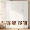 Merax Set di 2 guardaroba per bambini (4 porte), armadio con asta appendiabiti e cuccia integrata per gatti, armadio per la cameretta dei bambini con maniglie in ceramica colorate, 160 x 50 x 200 cm