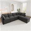 Merax Divano modulare XXL con funzione letto, divano angolare a forma di U e L con sgabello, grande divano da 6 posti, in ciniglia con doppia imbottitura e design a pistagna