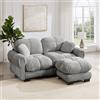 Rvjiahe Divano a 2 posti in ciniglia, divano angolare modulare a L | raffinato design trapuntato stile elegante cuscini di seduta spessi morbidi e avvolgenti con pouf mobile