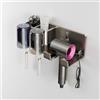 Yomotay Supporto per asciugacapelli da parete senza foratura, supporto per asciugacapelli con 2 scomparti e 2 portaspazzolini, supporto per asciugacapelli, bagno in acciaio inox, organizer per bagno