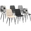 IDMarket - Set di 6 sedie MILA in velluto grigio scuro, grigio chiaro, beige e nero e patchwork nero, grigio e bianco x2 per la sala da pra