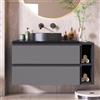 Mielvu Mobile sottolavabo sospeso, larghezza 80 cm, con lavabo in ceramica, con cassetti, design moderno, nero/grigio