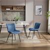 RBFGYIOP Set 2 Sedie da Pranzo Moderne Imbottite - Finta Pelle Blu - Gambe in Metallo Nero - Schienale Ergonomico - Perfette per Sala da Pranzo, Cucina, Soggiorno - Vertical Stripes|Leather|Blue