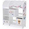 SOARS Scaffale per bambini, organizer per giocattoli con 2 scatole e 5 scomparti e 2 ripiani aperti, scaffale per giocattoli, libreria, scaffale bianco, cameretta dei bambini, camera da letto (pirati