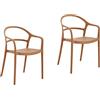 Rebecca Mobili Set 2 Sedie da Esterno, Sedie Salvaspazio, Arancione Terracotta, Polipropilene, Stile Moderno, con Braccioli - Misure HxLxP: 81 x 57 x 51,5 cm - Art. RE7193V6M2