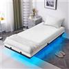 Bonnlo Struttura Letto Singolo e Matrimoniale in Acciaio, Giroletto Matrimoniale con Luce LED e Presa Elettrica, Doghe Letto senza Materasso