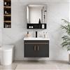 FGNIXLN Set di mobili da bagno con mobiletto, 51 cm, con armadietto a specchio da 45 cm, set di mobili da bagno con lavandino, sospeso, mobili moderni da bagno(Nero,50x36cm)