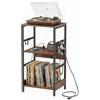 GIANTEX Mobile Porta Giradischi con Stazione di Ricarica e Ampio Piano | Supporto per Vinile con Ripiano Porta Vinili e 3 Ganci, per Soggiorno e Studio, 40 x 30 x 78 cm