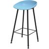 LAXF-Chairs Sgabello da bar blu con schienale e poggiapiedi, moderno sgabello da bar, altezza sedia per pub, caffè, casa, sala da pranzo, cucina, seduta in plastica, gambe in metallo nero, altezza seduta: 64,8 cm