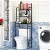 RELOVE Scaffale Multifunzione per Bagno Rack Mensole Salvaspazio, Organizer per Bagno, WC, Bidet e Lavanderia, 3 Ripiani Portaoggetti in Ferro, Portasciugamani (157 * 55 * 26cm (nero))