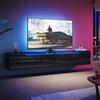 SUNXURY Mobile TV da appendere, 180 x 35 x 30 cm, nero con 16 RGB Litch Lowboard da appendere, nero lucido, tavolo per TV con anta dell'armadio