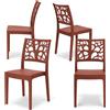 REDÒKASA Set 4 sedie in polipropilene TETI, impilabile, resistente ai raggi UV, design moderno, ideale per sala da pranzo, cucina, sala d'attesa, bar, ristoranti o giardino (4, Rosso Mattone)