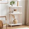 [en.casa] Scaffale da Terra a 3 Ripiani Bianco 62x40x18 cm | Mensola Autoportante 3 Livelli Piani Libreria Multiuso Soggiorno Ingresso Cucina Barre in Legno Massello Portaoggetti