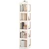 HOMASIS Libreria Girevole a 360° a 4/5/6 Livelli, Libreria Verticale con 3/4/5 Cubi e Ripiano, Mobile Angolare in Plastica, Scaffale Pieghevole per Soggiorno, Bagno (Beige, 36,5 x 36 x 174 cm)