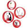 BAKAJI Set 4 Mensole da Parete Moderne Design Rotondo Mensola Scaffale 1 Ripiano in Legno MDF Colore Bianco Varie Dimensioni (Rosso)