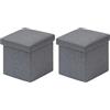 Bonlife Pouf con Contenitore Poggiapiedi per Divano Sgabello Cubo Portaoggetti Pouf Lino Salotto Camera da Letto Tavolino da Salotto Grigio 30x30x30cm (Confezione da 2)