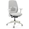 hjh OFFICE Sedia da ufficio Skandis - Sedia girevole ergonomica professionale senza poggiatesta, schienale in rete 3D, braccioli 4D, meccanismo sincronizzato, supporto lordosi, grigio/bianco