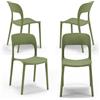 REDÒKASA Set 4 sedie in polipropilene KATE, impilabile, resistente ai raggi UV, design moderno, ideale per sala da pranzo, cucina, sala d'attesa, bar, ristoranti o da esterno (4, Verde Oliva)