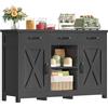TEENFON Credenza Cucina, Mobile Cucina con 3 Cassetti e 2 Ante, Ripiani Regolabili, Credenza per il Soggiorno e Sala da Pranzo, 90 x 30 x 80 cm, Nero
