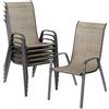 LIFERUN Sedia da giardino impilabile, da campeggio, impilabile, con schienale alto, in acciaio textilene, per giardini, cortili balconi ristoranti 150 kg portata: 54 x 69 x 93 cm 6pcs Lino marrone