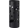 Baroni Home Portaombrelli Cilindrico in Metallo con Intagli a Forma di Pioggia e Ombrelli 18,5x18,5x49 cm con Gancino e Vaschetta Scolapioggia Rimovibile, Nero