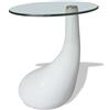 vidaXL Tavolino da Salotto con Ripiano Ovale in Vetro Bianco Lucido