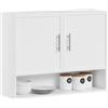 SoBuy Pensile Cucina con Ante Mobiletto Cucina Salvaspazio 90x70x28,5cm | Armadio Cucina, Mobile Sospeso con Ripiano Regolabile e Vano Aperto per Cucina e Bagno, Bianco, BZR233-W