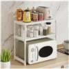 MF artSHOP Scaffale Porta Microonde Salvaspazio 2 Ripiani con Supporti Laterali, Organizer Cucina Multifunzione, Mensola per Microonde, Tostapane, Macchina Caffè, Acciaio Antiruggine 54x26x60 cm