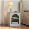 [en.casa] Comodino con Ripiano e 2 Vani Portaoggetti Mobiletto Contenitore Armadietto 48 x 40 x 30 cm per Camera da Letto Soggiorno Ingresso - Bianco
