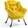TIANSHU Poltrona in Velluto con Supporto per Collo, Camera da Letto Salotto, Gambe in Metallo per Lettura Studio Soggiorno Balcone (Giallo)