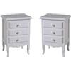 Vicentini arreda 2 COMODINI IN LEGNO SHABBY CHIC BIANCO PROVENZALE POMELLI BIANCHI IN LEGNO