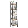 YITAHOME Libreria a 5 Ripiani, Scaffale a Scala Industriale Scaffale per Libri Autoportante Ripiani in Legno e Scaffale per Libri con Struttura in Metallo Scaffale Moderno per Soggiorno, Marrone