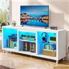 YITAHOME Mobile Porta TV con Luci, 148cm Mobile TV per TV da 65 pollici e piccoli televisori con luci LED RGB & ripiani in vetro regolabili per soggiorno, camera da letto (Bianco)