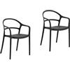 Rebecca Mobili Set 2 Sedie da Esterno, Sedie Impilabili, Nero, Polipropilene, Salvaspazio, Stile Moderno, per Casa o Giardino - Misure HxLxP: 81 x 57 x 51,5 cm - Art. RE7193V8M2