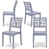 REDÒKASA Set 4 sedie in polipropilene TETI, impilabile, resistente ai raggi UV, design moderno, ideale per sala da pranzo, cucina, sala d'attesa, bar, ristoranti o giardino (4, Avio)
