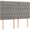 GHVBNMF Testiera imbottita in velluto, grigio chiaro, 144 x 7 cm, per letto | Cuscino da parete regolabile in altezza in morbido velluto con gambe in legno robuste per una camera da letto elegante.