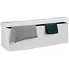 Relaxdays Pouf Pieghevole Con Contenitore XXL, Panca Divanetto Portaoggetti, Lino, HxLxP 38 x 114 x 38 cm, Bianco